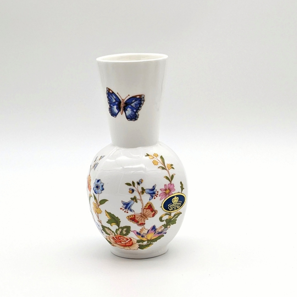 Aynsley Country Garden Butterfly Bud Vase English Fine Bone China